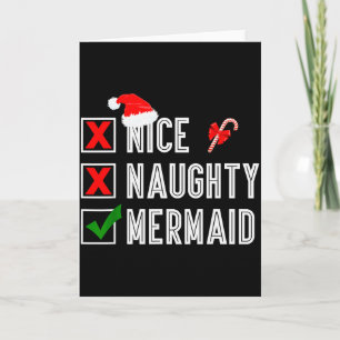 Tarjeta Sirena Traviesa Bonita Feliz Navidad Santa Claus X