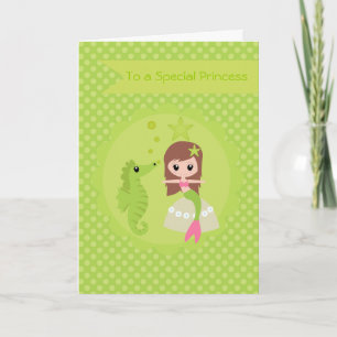 Tarjeta Sirenita fina en verde