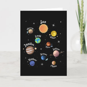 Tarjeta Sistema solar planea conocimiento infantil espacio