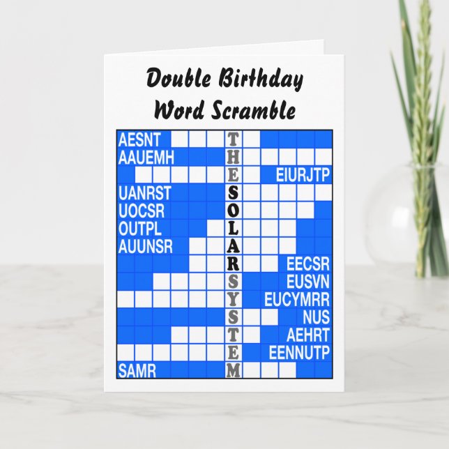 Tarjeta Sistema solar Planetas y lunas Word Scramble (Anverso)