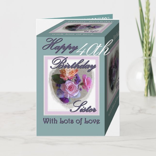 Tarjeta SISTER 40 Aniversario con Rosas (Anverso)