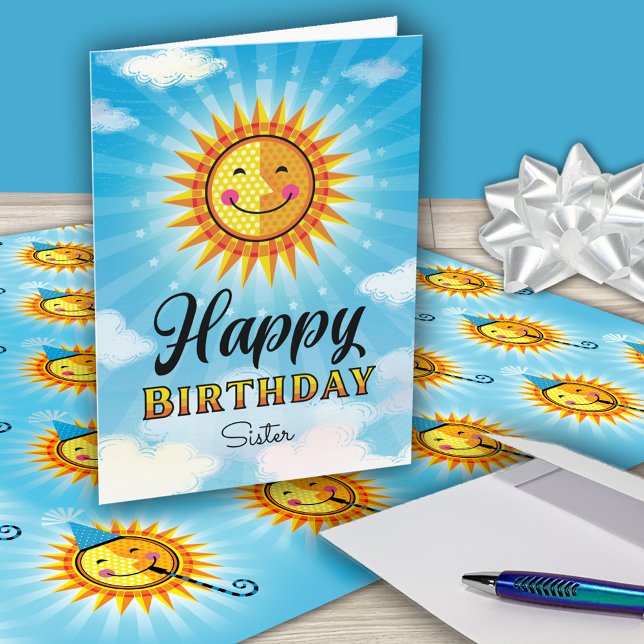 Tarjeta Sister Birthday Cute Sun (Subido por el creador)