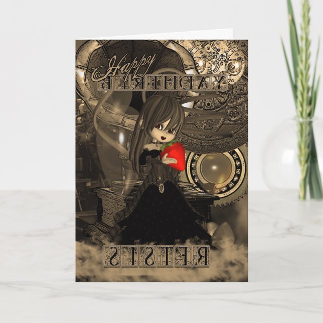 Tarjeta Sister Birthday Steampunk Moonies Cutie Pie (Anverso)