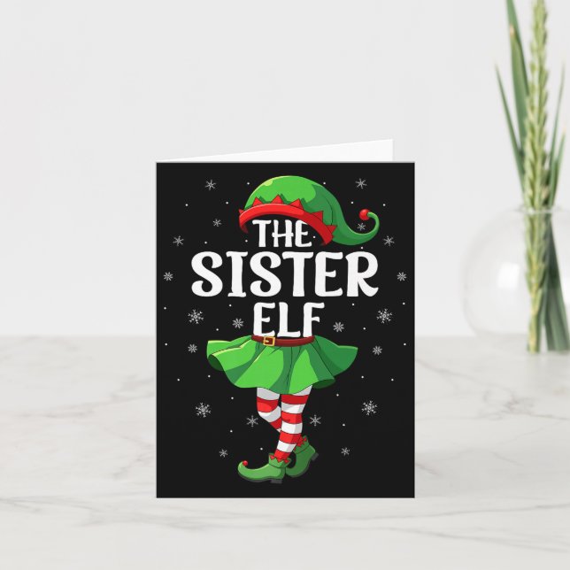 Tarjeta Sister Elf Christmas Girls Women Elf Squad Xmas Fa (Anverso)