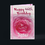 Tarjeta SISTER  - Happy 46th Birthday - Pink Rose<br><div class="desc">This card with its pink rose and gingham trim is a sweet way to wish your sister happy birthday! You can add her name (just need to add it one time, it will appear three times in the card - on the front, inside, and back) and add her age to...</div>