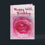 Tarjeta SISTER  - Happy 46th Birthday - Pink Rose<br><div class="desc">This card with its pink rose and gingham trim is a sweet way to wish your sister happy birthday! You can add her name (just need to add it one time, it will appear three times in the card - on the front, inside, and back) and add her age to...</div>