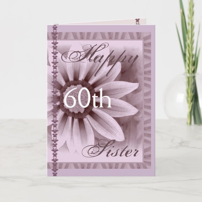 Tarjeta SISTER  - Happy 60th Birthday - LAVENDER Flower (Anverso)