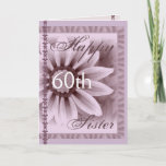 Tarjeta SISTER  - Happy 60th Birthday - LAVENDER Flower<br><div class="desc">This card with its soft pastel flower and lace  is a sweet way to wish your sister happy birthday!  You can add her name and  her age to make it a one-of-a-kind of a card... Special!  To see more of my birthday cards,  put into Zazzle's search box:  jaclinart birthday</div>