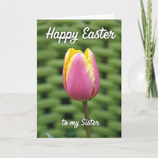 Tarjeta Sister Happy Easter Tulip Photo Card (Anverso)