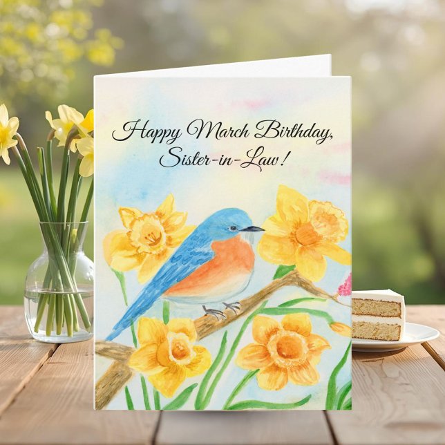 Tarjeta Sister-in-Law Happy March Birthday Blue Bird  (Subido por el creador)