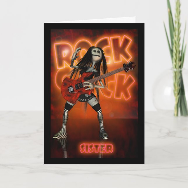 Tarjeta Sister Rock Chick Birthday Card Moonies rag doll r (Anverso)