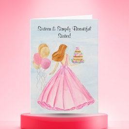 Tarjeta Sister Sweet 16 Birthday Cake Girl 