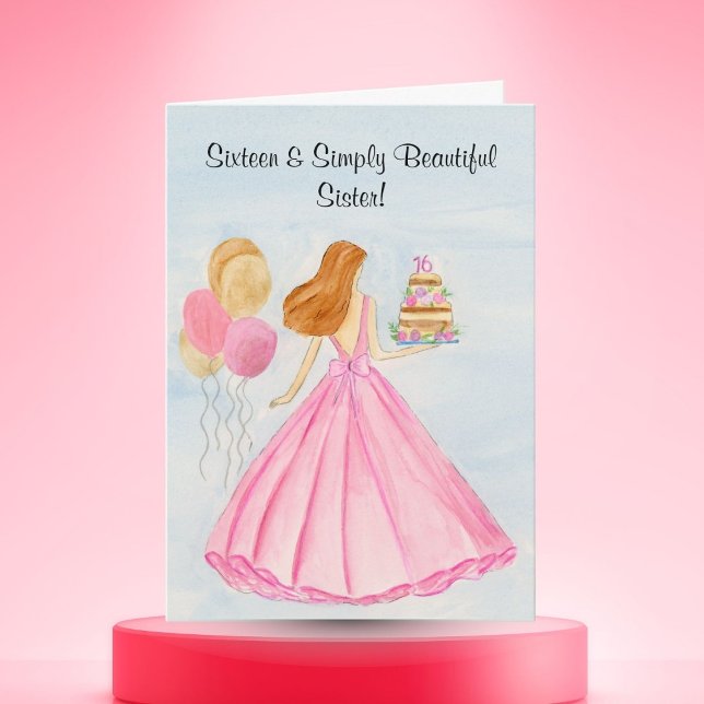 Tarjeta Sister Sweet 16 Birthday Cake Girl  (Subido por el creador)