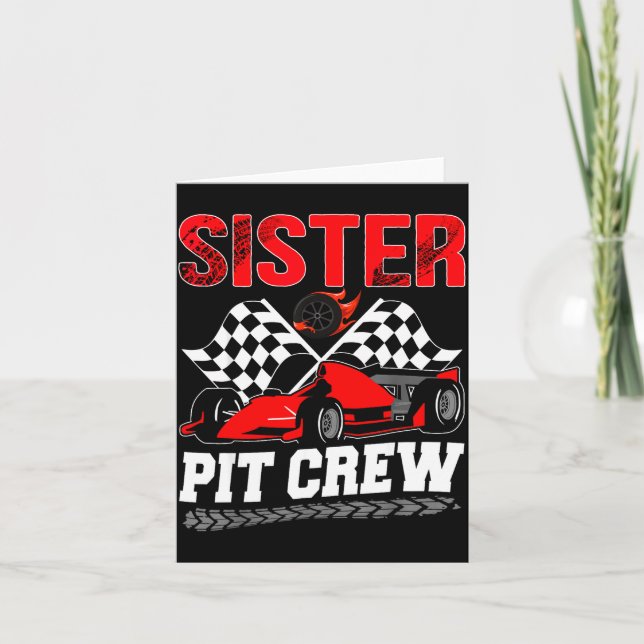 Tarjeta Sister T Crew Racing Family Race Car Birthday Boy  (Anverso)