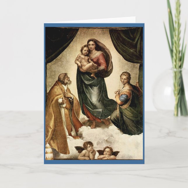 Tarjeta "Sistine clásico Madonna" de Raphael (circa 1513) (Anverso)