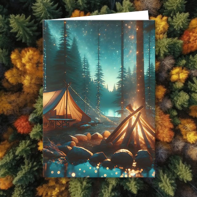 Tarjeta Sitio de acampada con luces de Bonito | Aniversari (Subido por el creador)