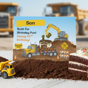 Tarjeta Sitio de construcción del 13 cumpleaños de hijo