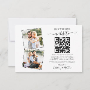 Tarjeta Sitio Web minimalista Simple 2 Photo Boda QR