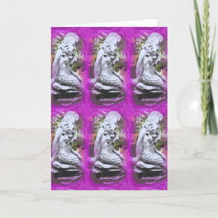 Tarjeta sitting mermaids purple greeting card