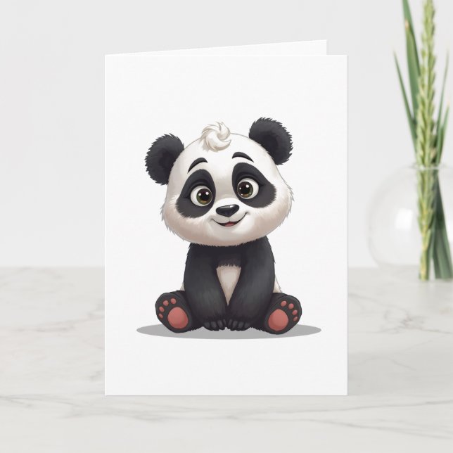 Tarjeta Sitting Panda Bear Cartoon Illustration Artwork (Anverso)