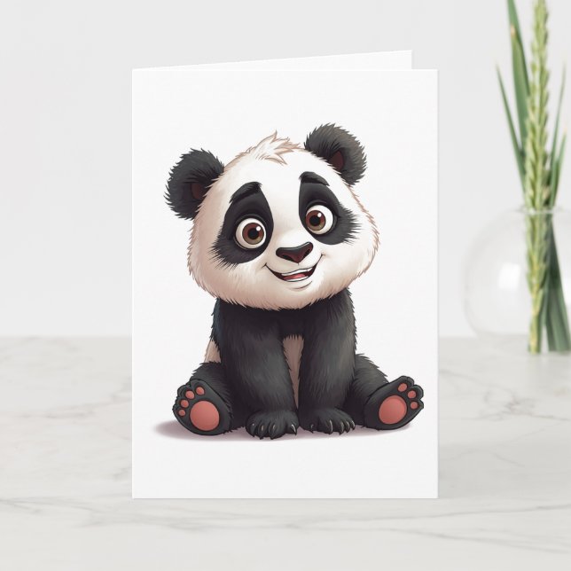 Tarjeta Sitting Panda Bear Cartoon Illustration Artwork (Anverso)