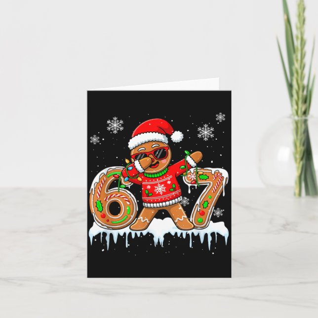 Tarjeta Six Seven 67 Christmas Funny Santa Gingerbread Dab (Anverso)