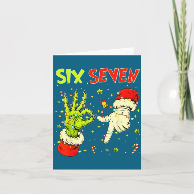 Tarjeta Six Seven 67 Funny Hand-sign Christmas Meme  (Anverso)