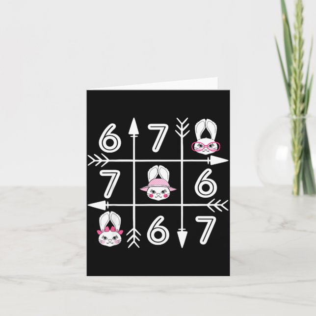 Tarjeta Six seven 67 meme 6 7 eggs happy easter day boys (Anverso)
