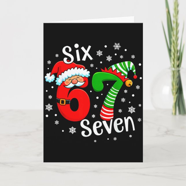 Tarjeta Six Seven 67 Meme 6 7 Elf Santa Christmas  (Anverso)