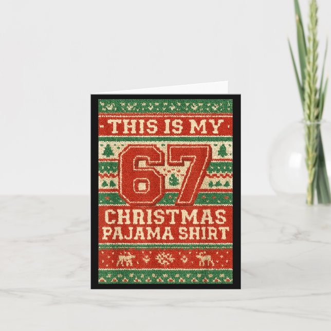 Tarjeta Six Seven 67 Meme 6 7 Holiday Christmas Pajamas Br (Anverso)