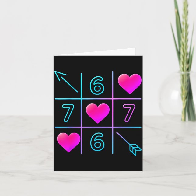 Tarjeta Six Seven 67 Meme 6 7 Valentines Day Heart Men Wom (Anverso)