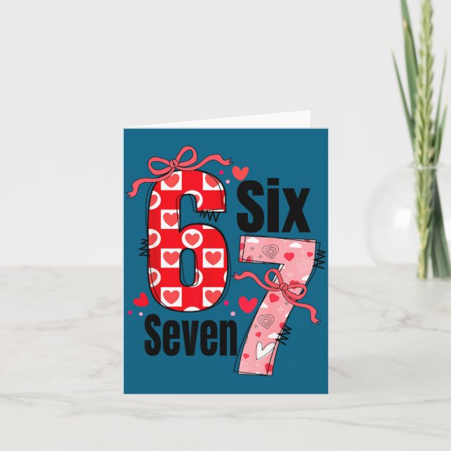 Tarjeta Six Seven 67 Meme Coquette Bow 6 7 Valentines Day  (Anverso)