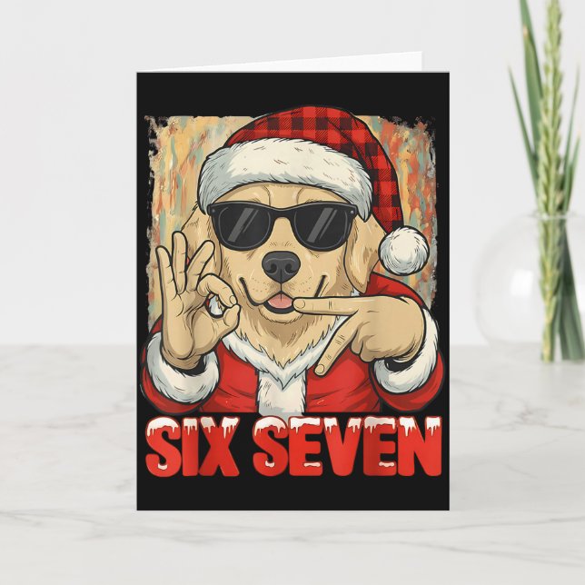 Tarjeta Six Seven 67 Meme Dog Funny Chistmas Men Women Boy (Anverso)