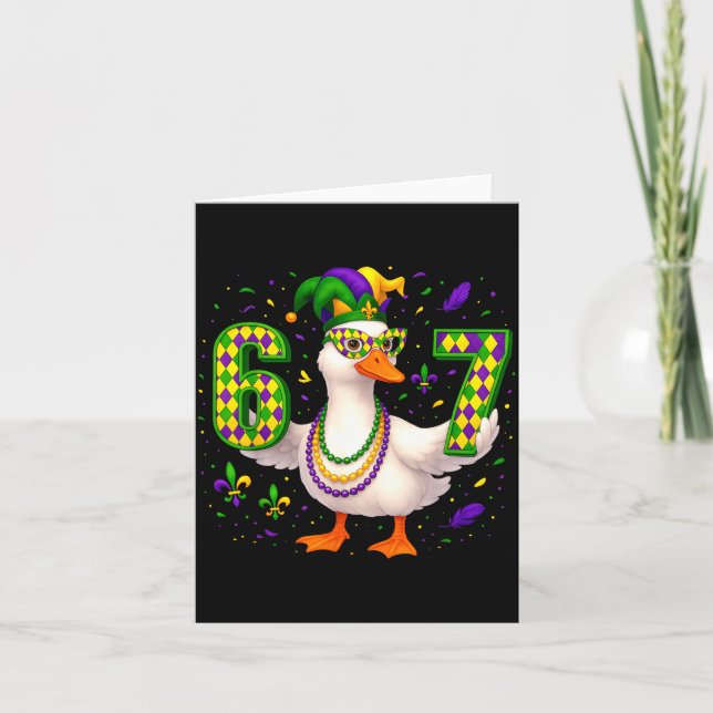 Tarjeta Six Seven 67 Meme Goose With Jester Hat &amp; Bead (Anverso)