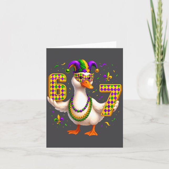 Tarjeta Six Seven 67 Meme Goose With Jester Hat &amp; Bead (Anverso)