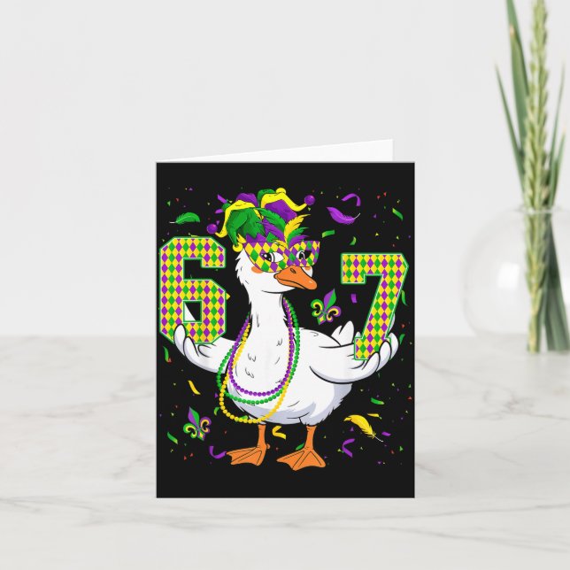 Tarjeta Six Seven 67 Meme Goose With Jester Hat &amp; Bead (Anverso)