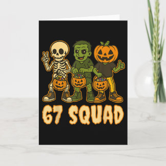 Tarjeta Six Seven 67 Squad Skeleton Pumpkin Halloween Boys