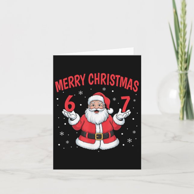 Tarjeta Six Seven 6 7 Meme Gen Alpha Slang Merry Christmas (Anverso)