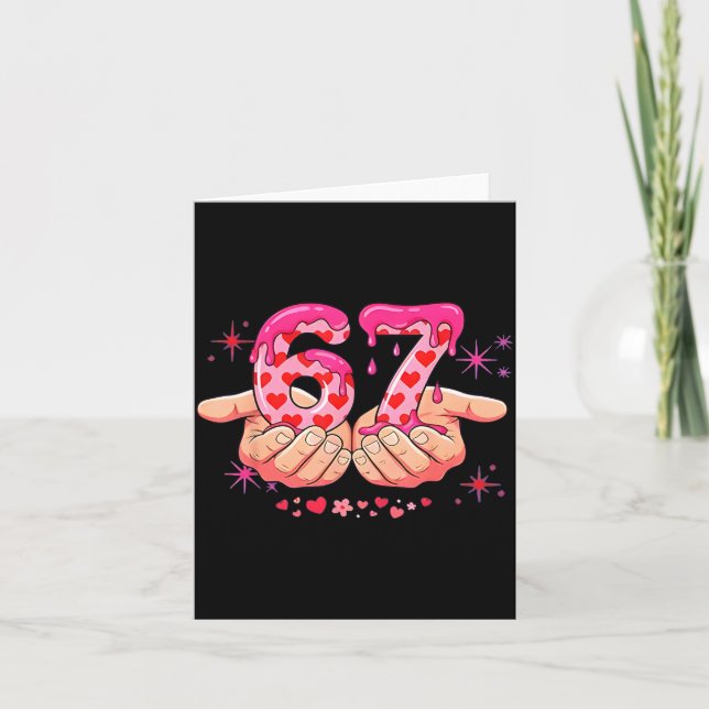 Tarjeta Six Seven 6 7 Meme Heart Drip Valentine’s Day Boy  (Anverso)