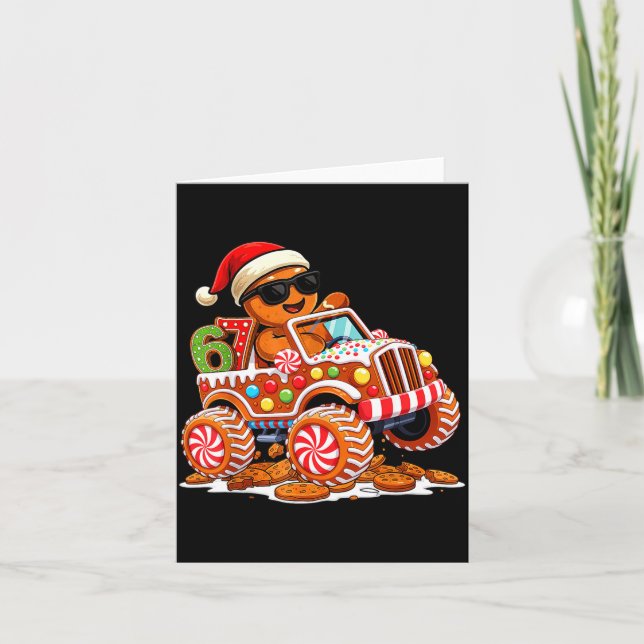 Tarjeta Six Seven 6 7 Monster Truck Gingerbread Man Christ (Anverso)