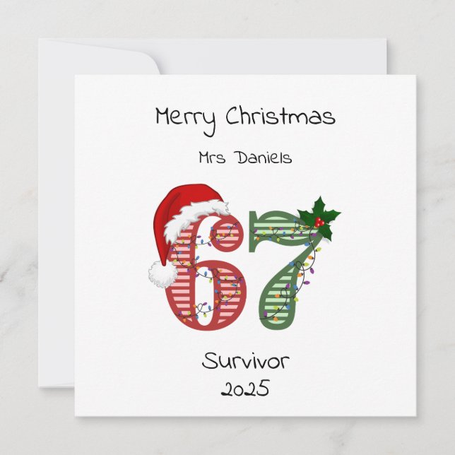 Tarjeta Six Seven 6 7 Survivor Funny Christmas Holiday (Anverso)