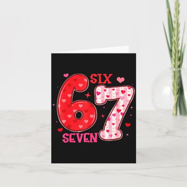 Tarjeta Six Seven 6 7 Valentines Day Trendy Valentine Meme (Anverso)