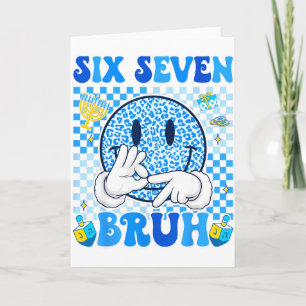 Tarjeta Six Seven Bruh 67 Meme Luces de Hanukkah Jewi-shir