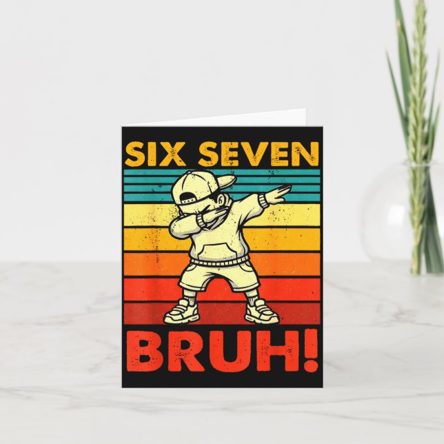 Tarjeta Six Seven Bruh Dabbing Boy Funny 67 Meme Gen Alpha (Anverso)