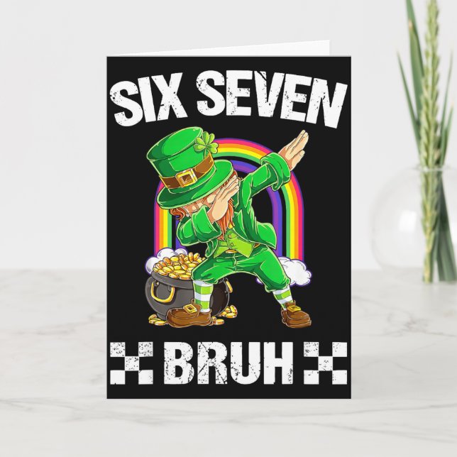Tarjeta Six Seven Bruh Dabbing Leprechaun St Patricks Day  (Anverso)