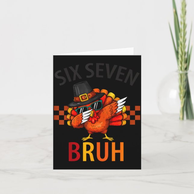 Tarjeta Six Seven Bruh Dabbing Turkey Thanksgiving 67 Meme (Anverso)