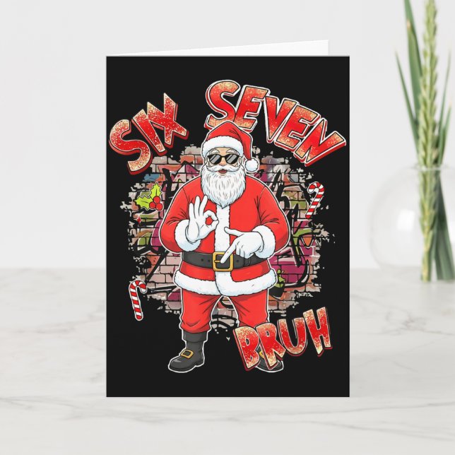Tarjeta Six Seven Bruh Santa Funny 67 Six Seven Meme Chris (Anverso)