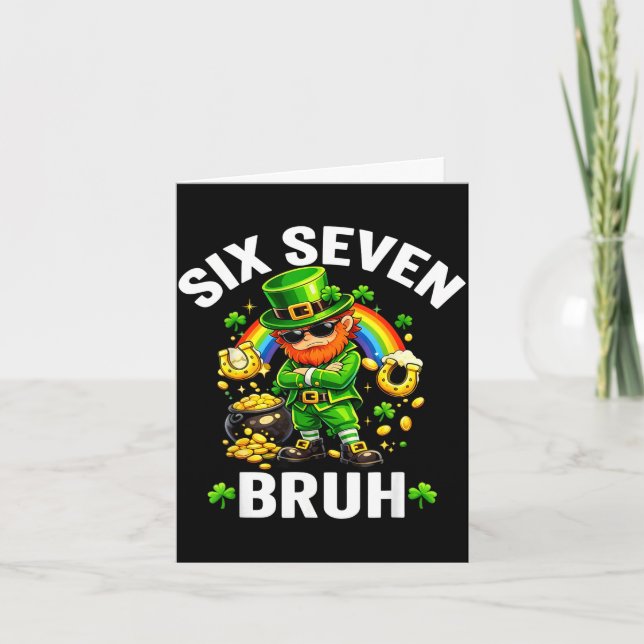 Tarjeta Six seven bruh st patrick’s day funny leprechaun (Anverso)