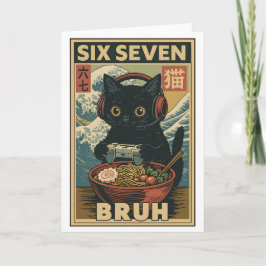 Tarjeta Six Seven Bruh Vintage Cat Meme Gift for Men Women