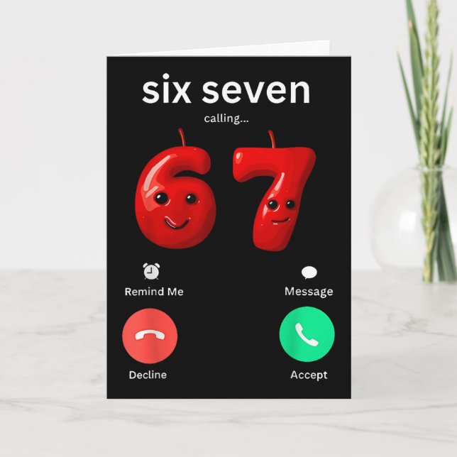 Tarjeta Six Seven Calling Meme Minimalist Trendy Phone Scr (Anverso)